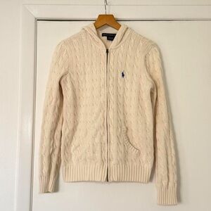 Ralph Lauren Sport Preppy Cream Cable
Knit Zip Hoodie Sweater